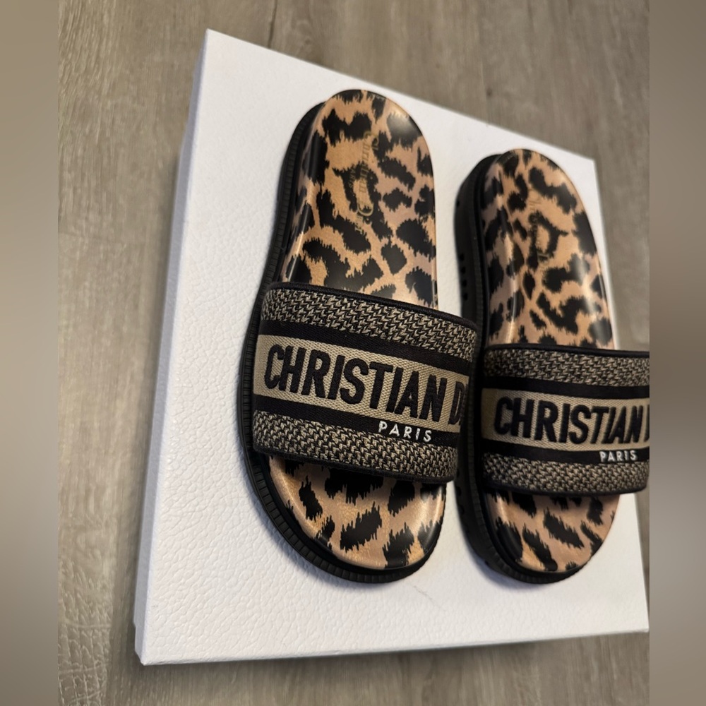 Dior D Way Leopard Print Slides - image 2